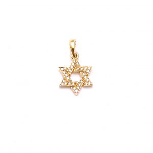תליון מגן דוד זהב צהוב  14K משובץ יהלומים