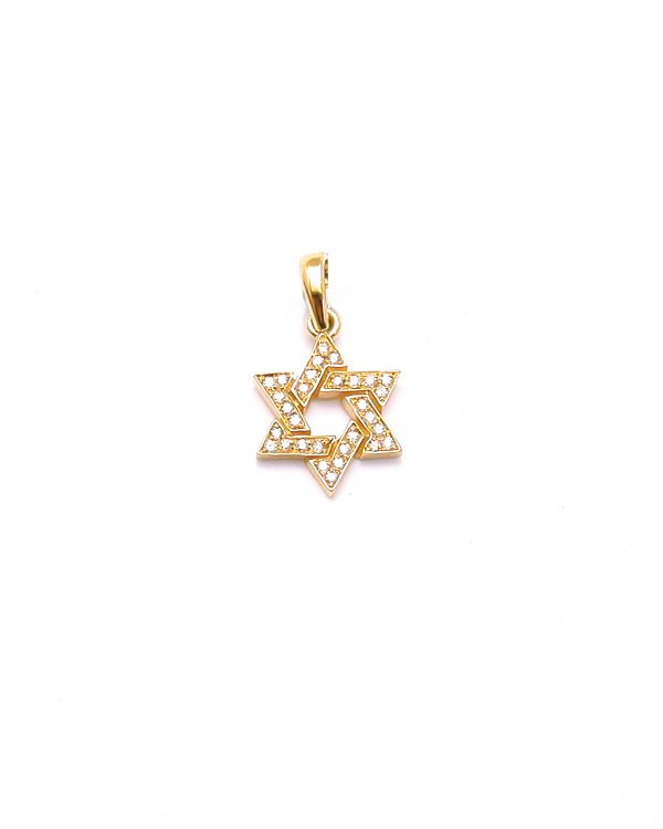 תליון מגן דוד זהב צהוב  14K משובץ יהלומים
