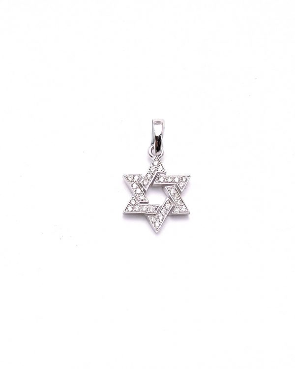 ⁦תליון מגן דוד זהב צהוב  14K משובץ יהלומים⁩ – תמונה ⁦3⁩